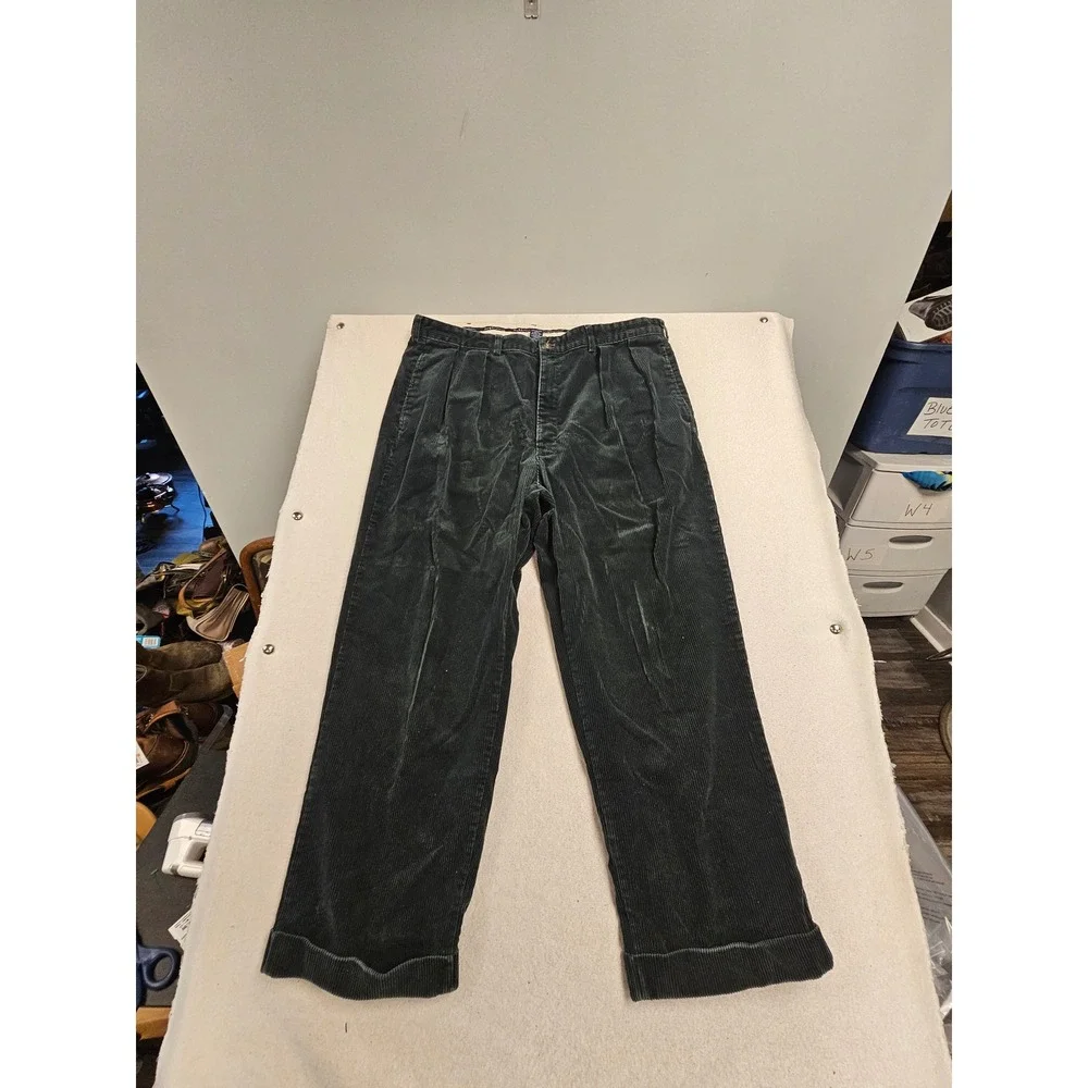 Polo Ralph Lauren Mens Green‎ Pleated Corduroy Pants Cuffed 40x34 (Hemmed to 27)